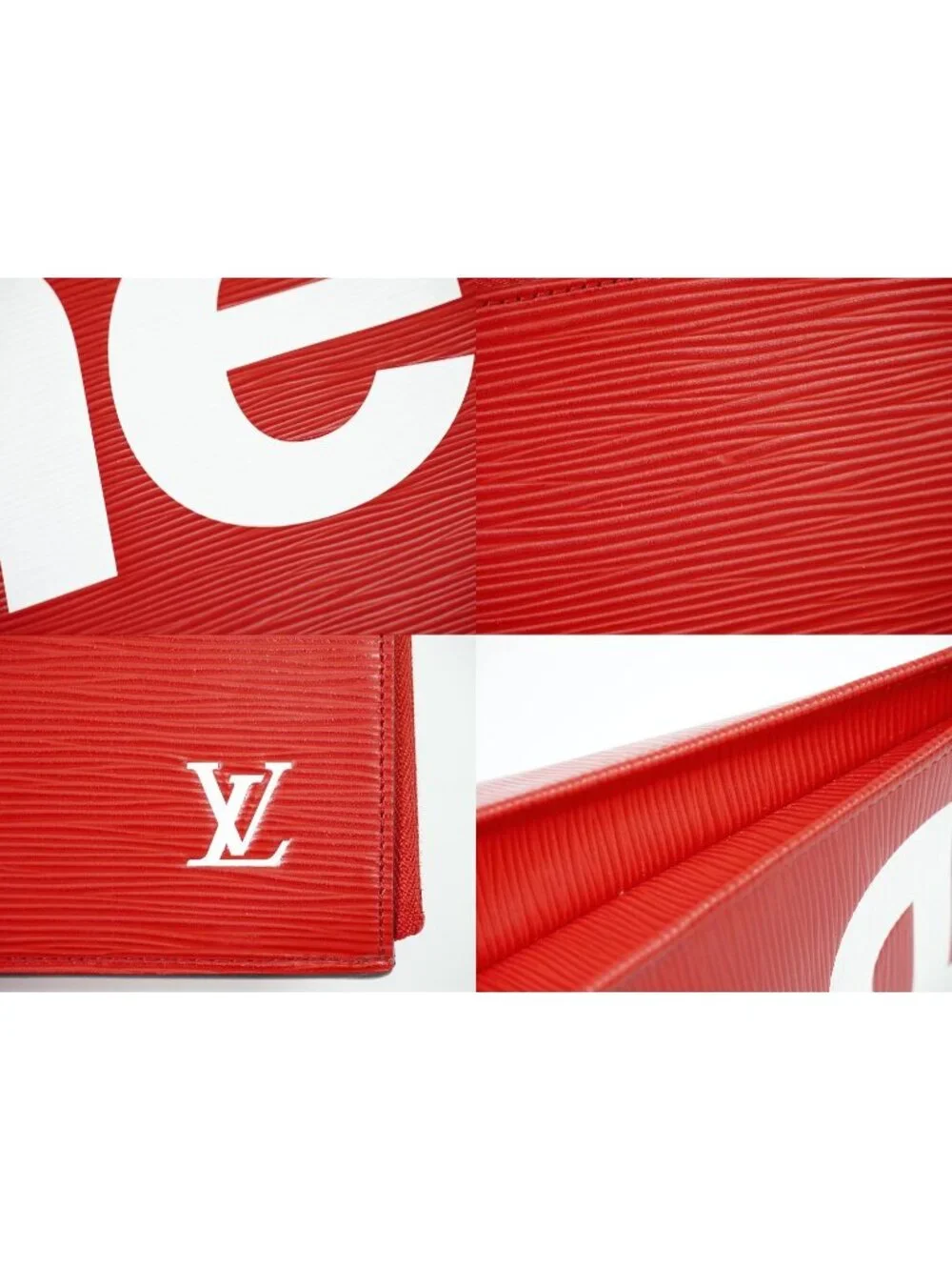 Louis Vuitton LV Supreme Pochette Jour GM Epi Leather Clutch Red White